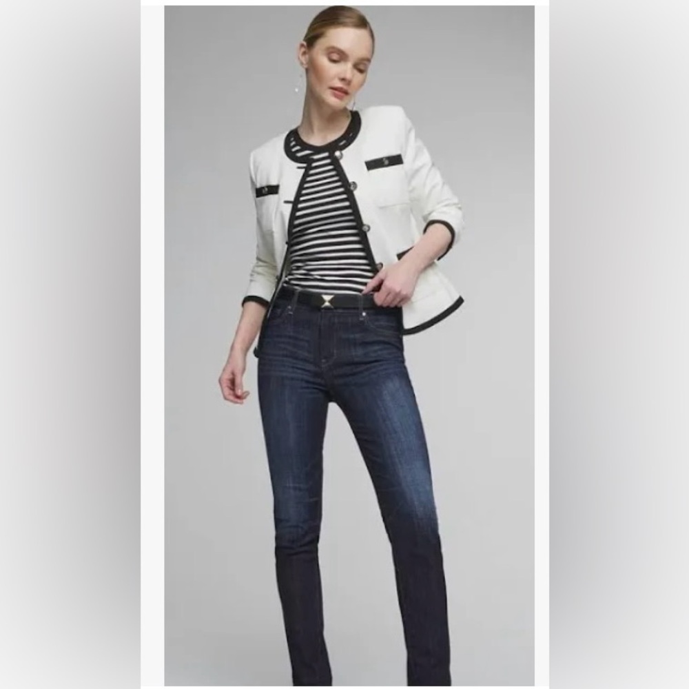 Whbm Colorblock Stylist Jacket Size 10 Color Ecru… - image 2